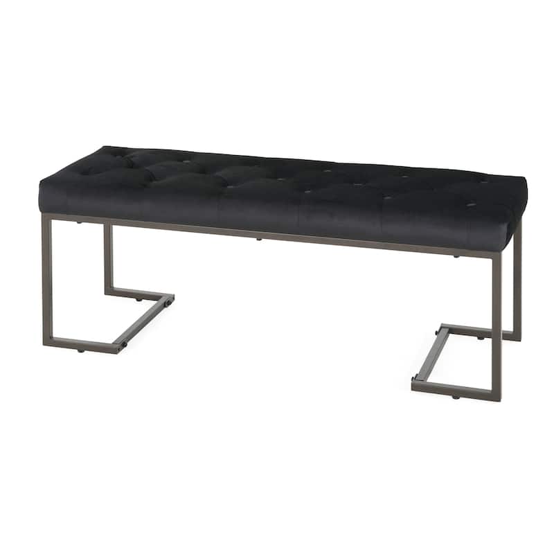 Roomfitters Upholstered Button Tufted Bench with Metal Frame, Entryway or Bedroom Accent Seat