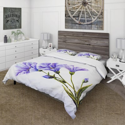 Designart 'Blue Wildflowers' Traditional Duvet Cover Set