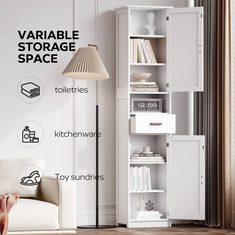Homy Casa 69" Tall Kitchen Pantry Cabinet 2 Barn Doors & Drawer