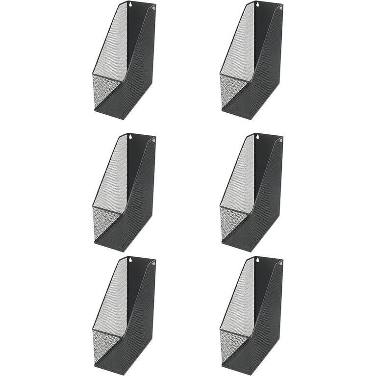 Mesh Steel Magazine Rack, Extra Wide Wall mount Hanging Desktop Letter File Holder 12 in. H 10 in. L 4.5 in. W, Pack of 6.