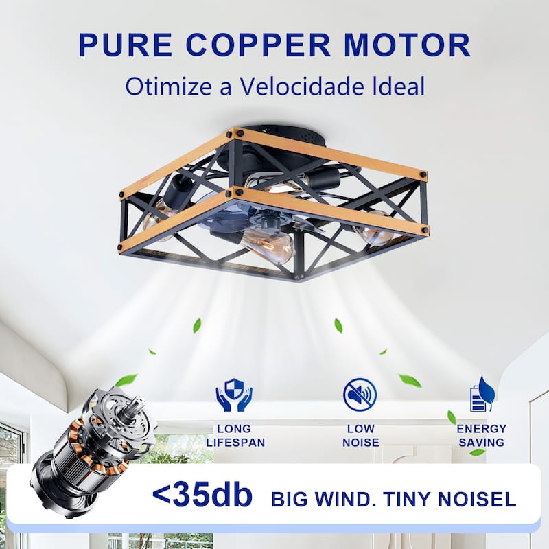 22.6 inch Flush Mount Ceiling Fan with Light