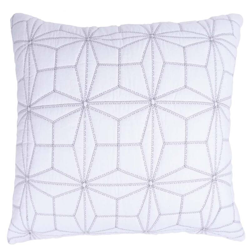 Victoria, Cotton/Sateen, White/Grey, Sham - Euro Sham