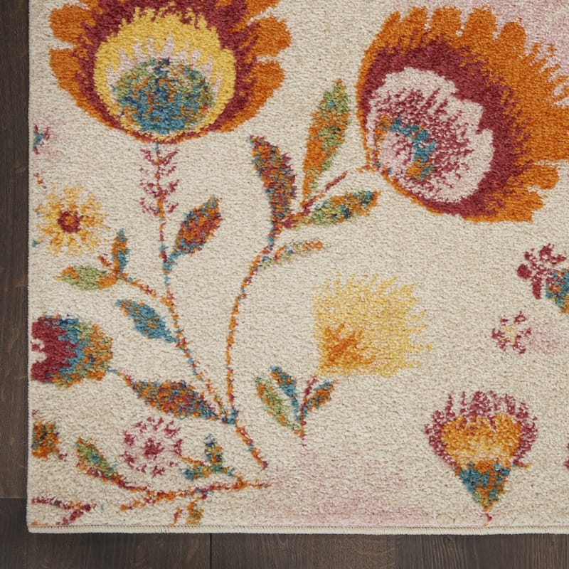 Power Loomed Floral Traditional Low Pile Area Rug