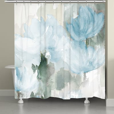 Frosted Blue Blooms Shower Curtain