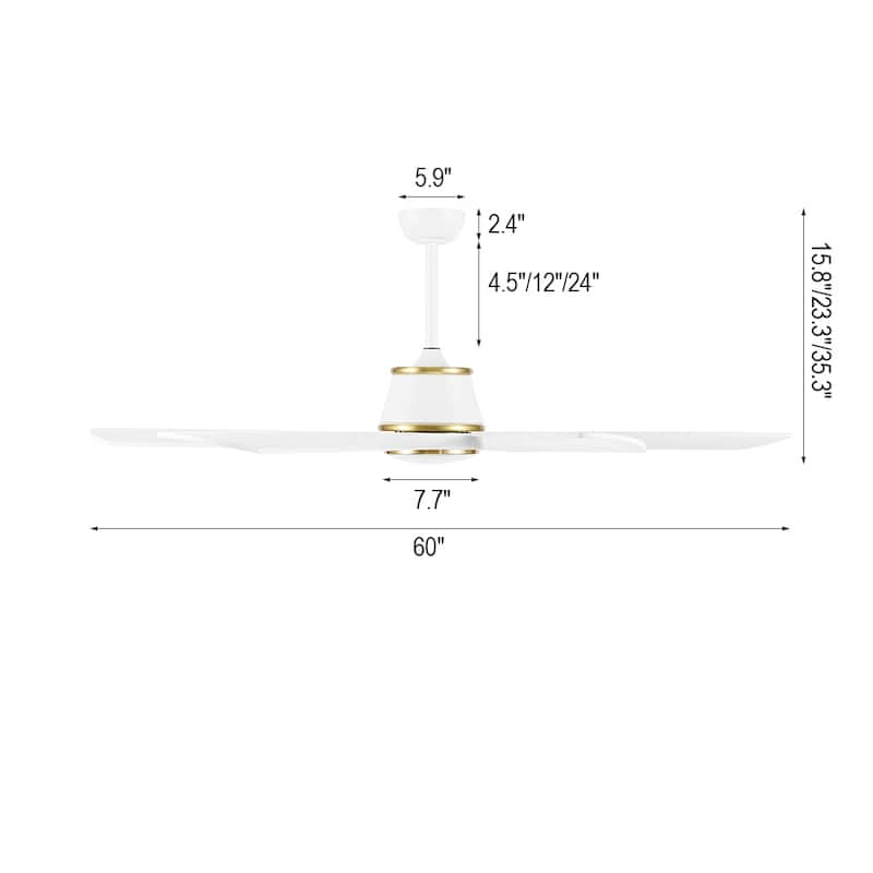 MLiAN 60 inch 6-Blades Indoor Smart LED Ceiling Fan With Remote... - 60inch