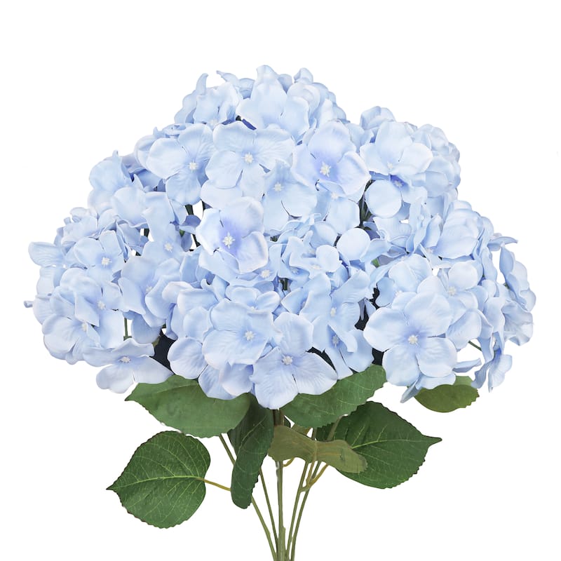 Set of 2 Deluxe Baby Blue Artificial Hydrangea Flower Stem Bush Bouquet 20in - 20" L x 12" W x 12" DP