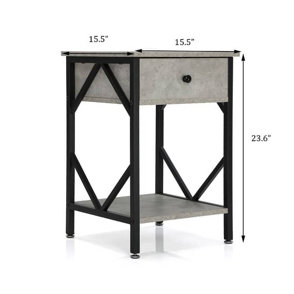 Steel and Wood Bedside Tables Set of 2 Bed Bath & Beyond 37159774