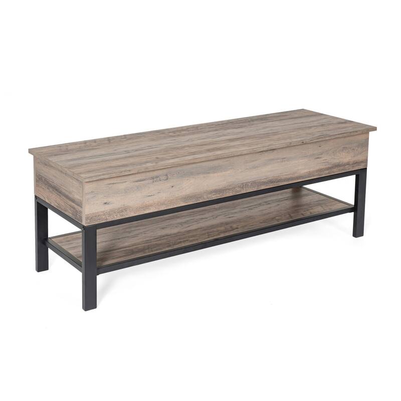 Modern Farmhouse Entryway Storage Bench with Lower Shelf Storage