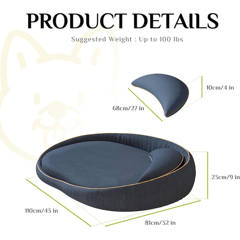 WOWMAX Orthopedic Dog Beds For Extra Large Dogs, With Extra Pillows, Non Slip Bottom Couch Bed With Washable Removable Cover