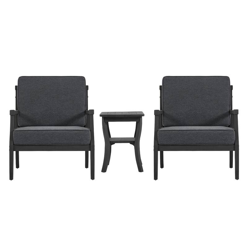 Wood Patio Bistro Set with Water-Resistant Cushions(Set of 3)