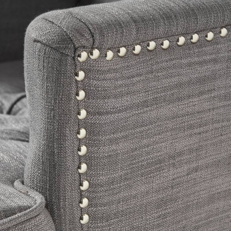 Tufted Back Fabric Club Chair in Charcoal Color