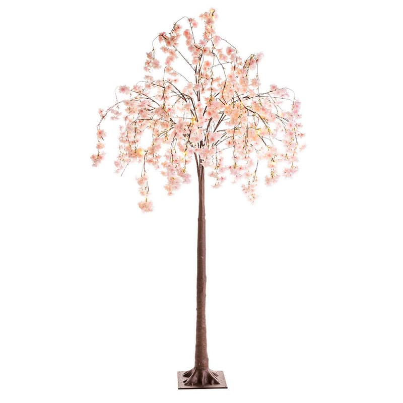 Large Lighted Faux Weeping Cherry Tree, 6'H