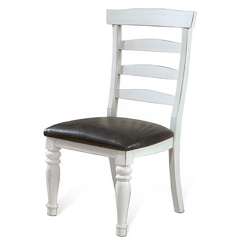 Off White/Gray Faux Leather Upholstered Wood Frame Dining Chair, Sturdy Dining Chair for Dining Rooms - 21.75