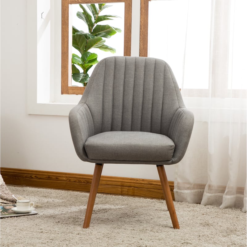 Gray Modern 25.5" Upholstered Accent Chair with Solid Beech Wood Tapered Legs