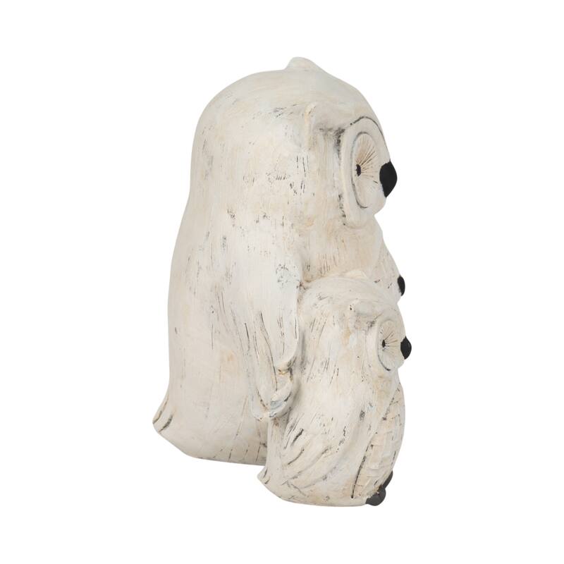 Sagebrook Home Polyresin 9-inch Owl Family Statue, Ivory and Black