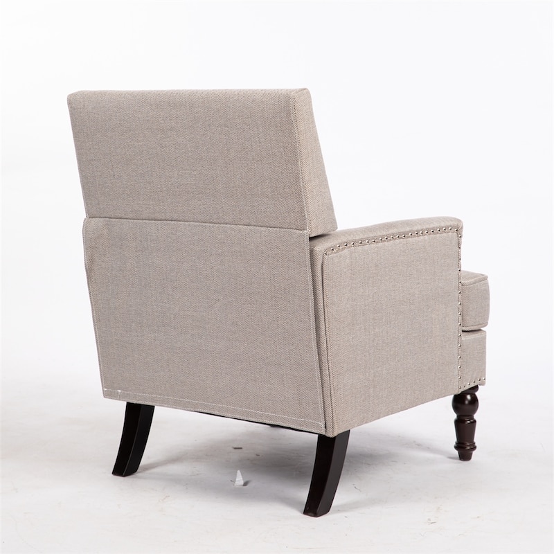 Linen Upholstered Accent Chair with Nailhead Trim and Wood Frame