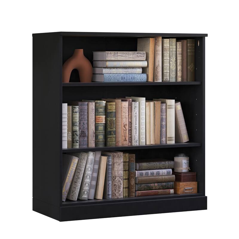 Palace Imports 100% Solid Wood 3-Shelf Bookcase, Adjustable Shelves, 32" Wide, 35.75" Tall