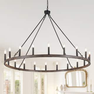 20-Light Circle Candlestick Hanging Linear Chandelier Lighting for Kitchen Island