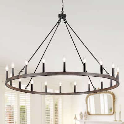20-Light Foyer Farmhouse Wagon Wheel Chandelier for Dining Room Entryway Kitchen Island