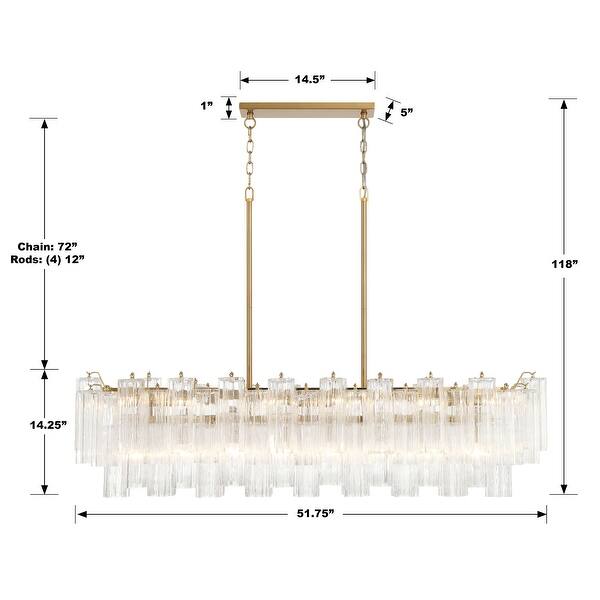 Addis 14 Light Aged Brass Chandelier - 51.75"W x 14.25"H x 14"D