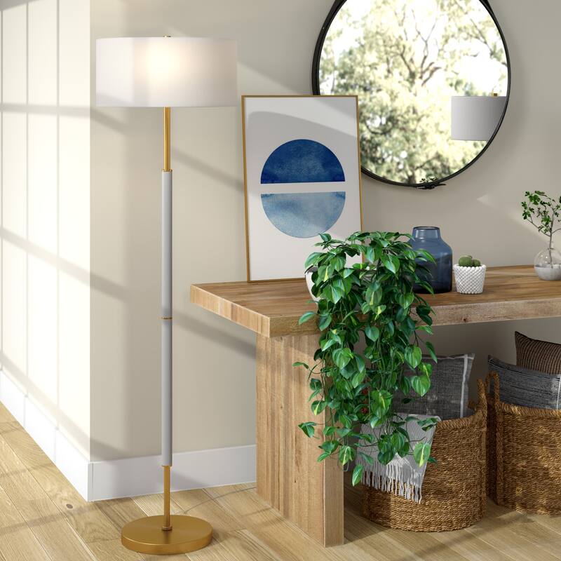Simone 2-Light Floor Lamp with Fabric Shade
