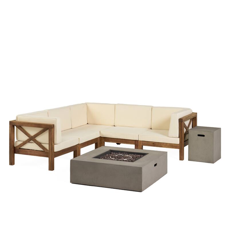 Brava Outdoor 7-piece Fire Pit Sectional Set by Christopher Knight Home