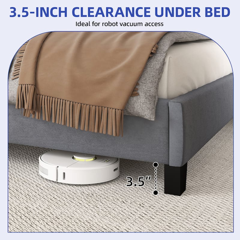 58" Tall Wingback Storage Headboard Bed Frame with USB Charging Stations and Deep Button Tufted