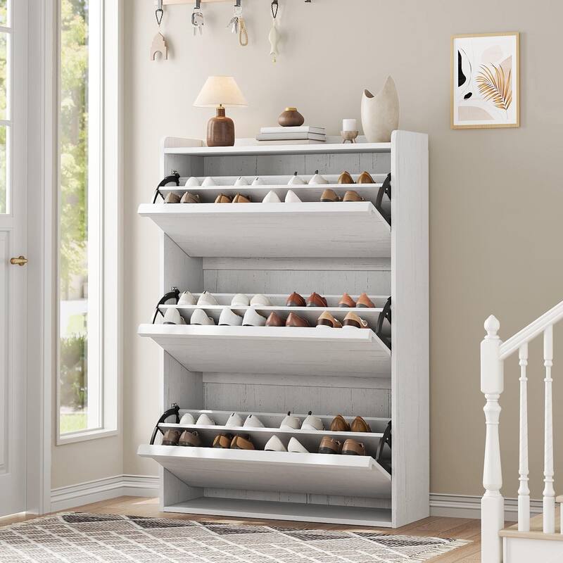 Drawer Wooden Shoe Cabinet with Adjustable Shelves