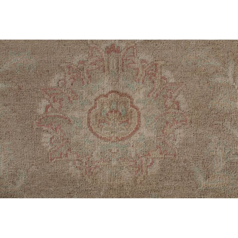 Hand Knotted Oriental 100% Wool Carpet Transitional All-Over Brown Oushak Area Rug - 14' 2'' X 11' 7''