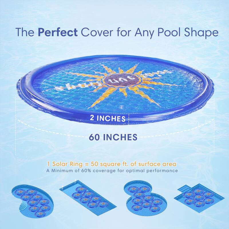 Solar Sun Rings UV Resistant Swimming Pool Spa Heater Circular Solar Cover, Blue - 0.44