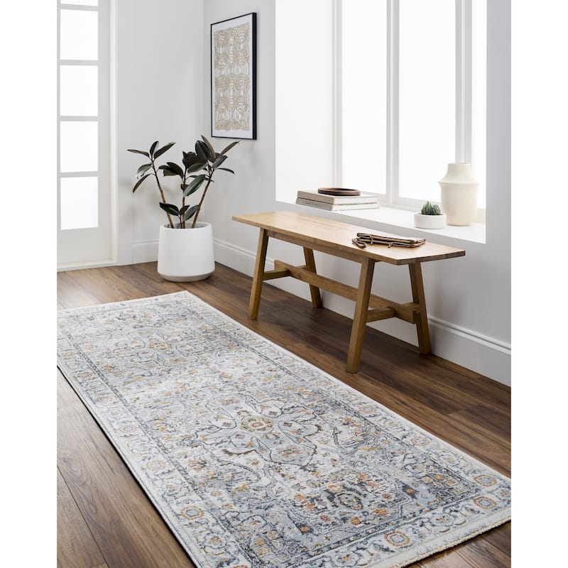 Livabliss Hassler Traditional Medallion Area Rug - Light Grey/Blue - 7' 10" x 10' 2"