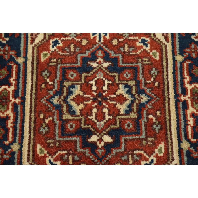 Hand Knotted Oriental 100% Wool Carpet Traditional Medallion Oranges & Rust Heriz (serapi) Area Rug - 3' 0'' X 2' 0''