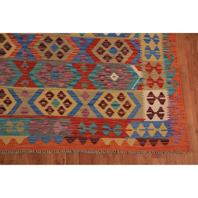 All-Over Kilim Oriental Area Rug Handmade Wool Carpet - 8'5"x 11'2"
