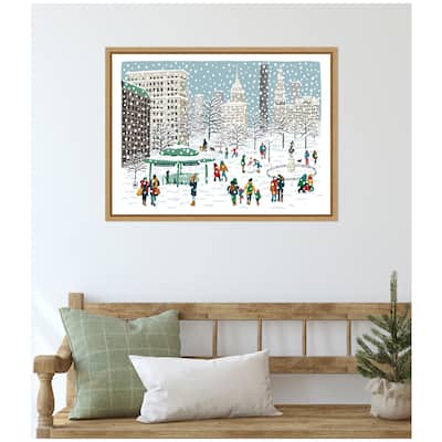 Kate and Laurel Sylvie Framed Canvas Union Square in Snow by Bex Morley Design