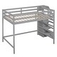 preview thumbnail 8 of 10, White Full Size Loft Bed with Storage Wardrobe & Staircase
