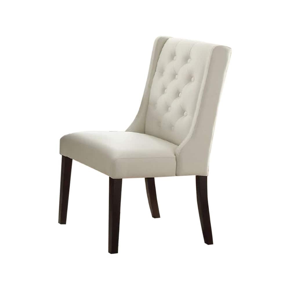 Upholstered Button Tufted Leatherette Dining Chair, Set Of 2,White - 26" x 21" x 39"