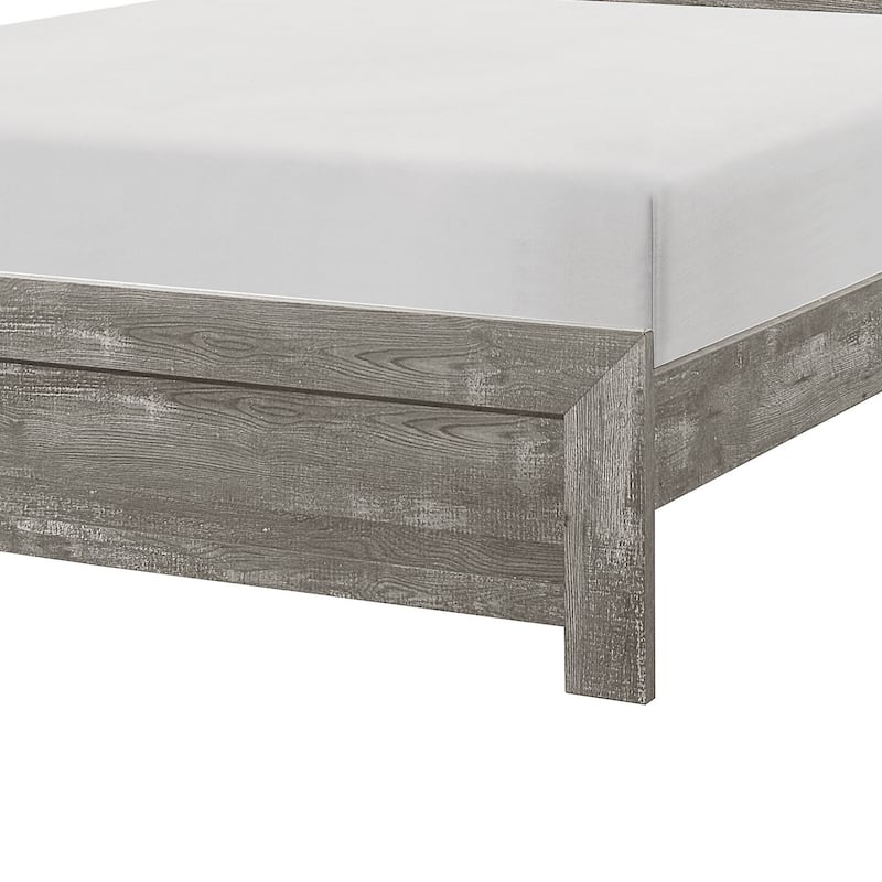 Eby California King Bed, Rustic Farmhouse Style, Gray Finish Wood Veneer