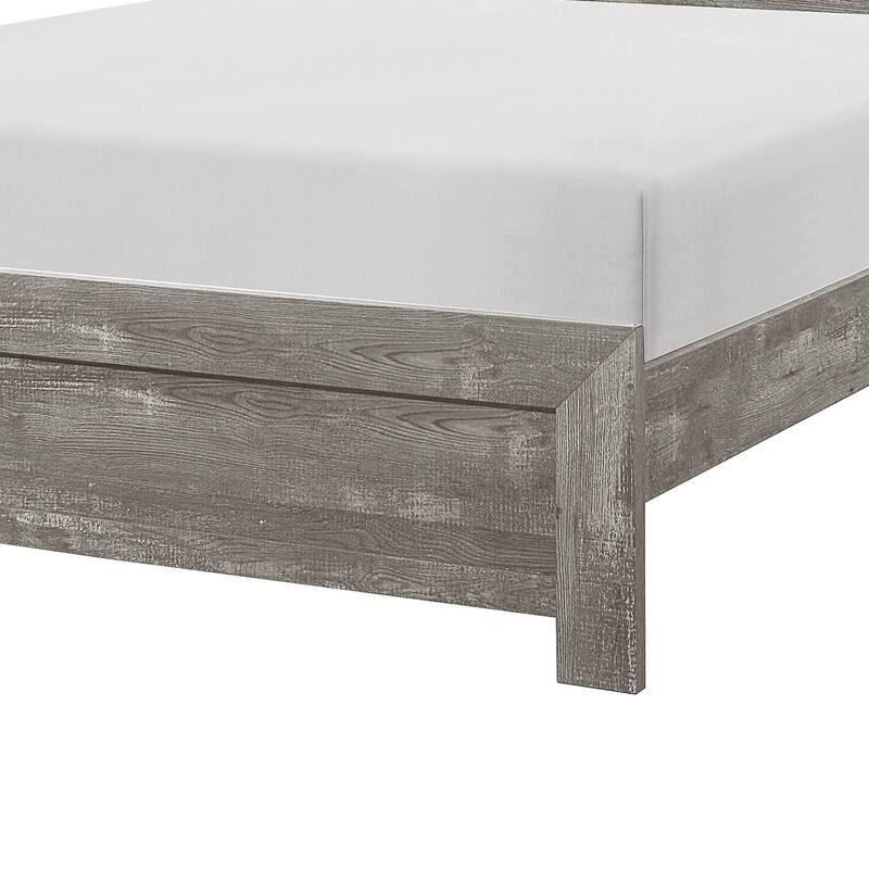 Eby Full Size Bed, Rustic Farmhouse Style, Gray Finish Wood Veneer