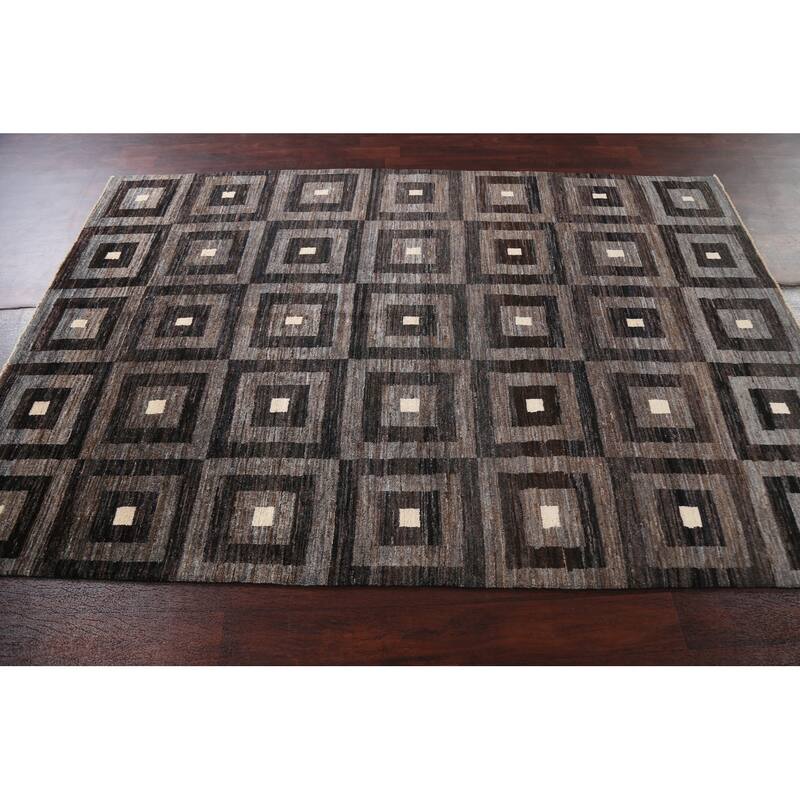 Contemporary Gabbeh Kashkoli Wool Area Rug Hand-knotted Bedroom Carpet - 5'3" x 7'11"