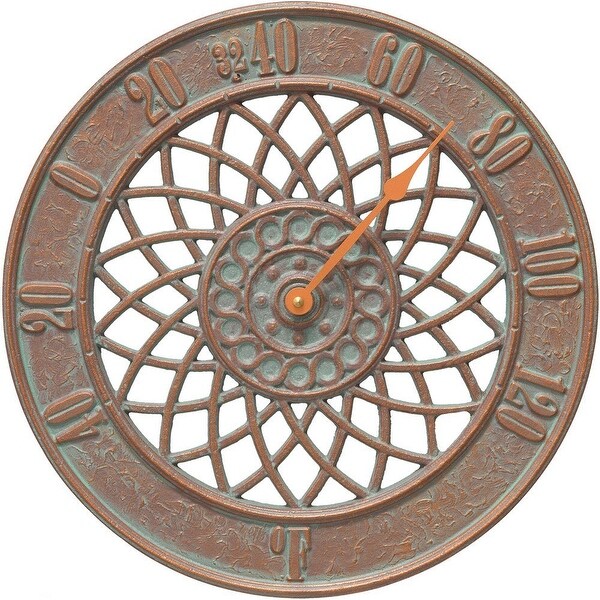 Whitehall Products Spiral 14-in Indoor Outdoor Wall Thermometer (Copper Verdi) - copper verdi
