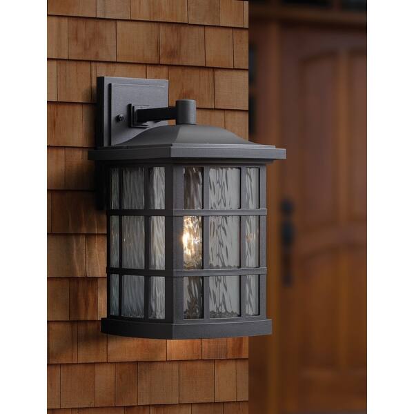 slide 2 of 3, Stonington 1-Light Outdoor Wall Lantern in Mystic Black Mystic Black