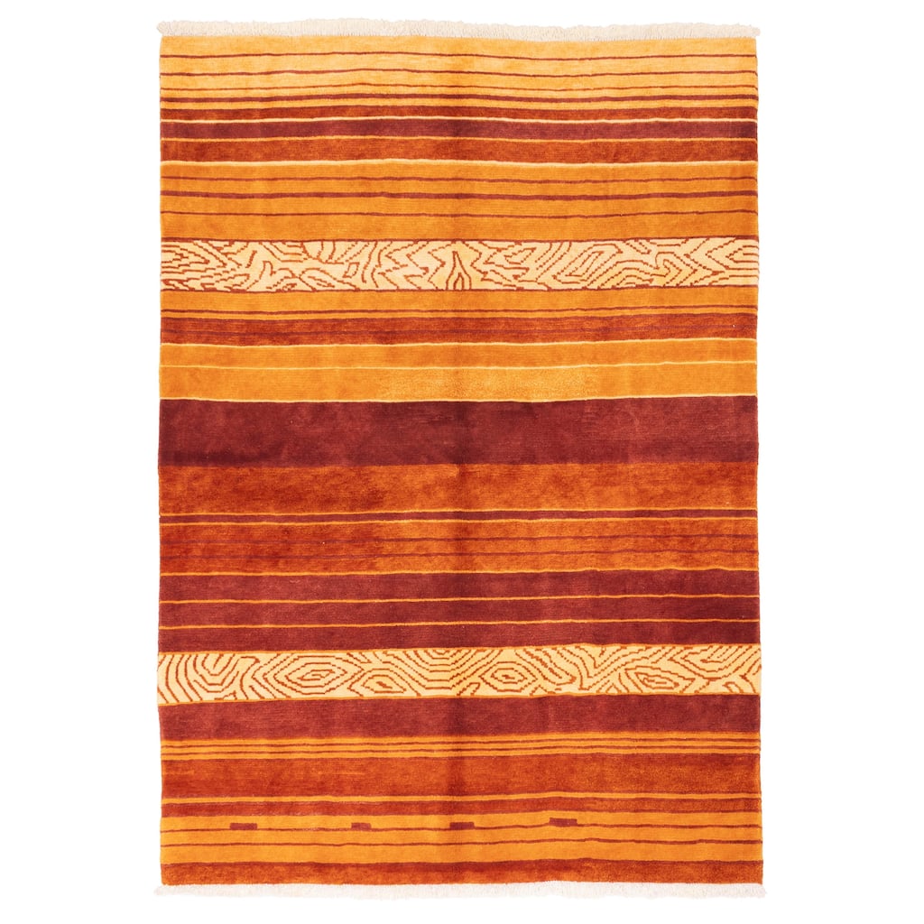 ECARPETGALLERY Hand-knotted Opulence Dark Red Wool Rug - 5'8 x 7'10