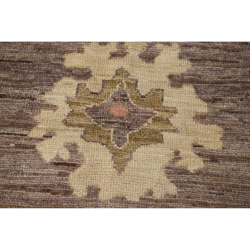 Hand Knotted Oriental 100% Wool Carpet Transitional All-Over Brown Oushak Area Rug - 9' 10'' X 8' 1''