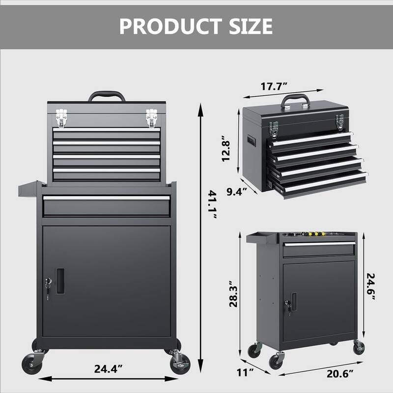5-Drawer Rolling Tool Chest Storage Cabinet with Lock Tool Box