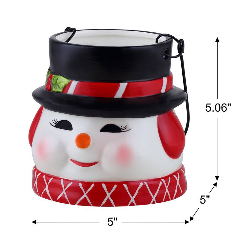 5" Nostalgic Ceramic Container - Snowman