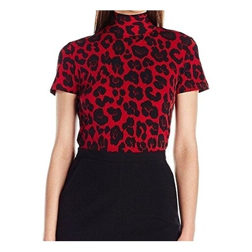 red and black animal print top