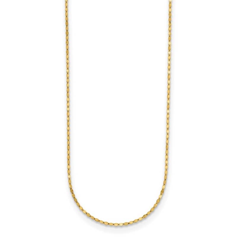 Curata Italian 14k Yellow Gold 2mm Fancy Link Chain Necklace For Women (Spring Ring)