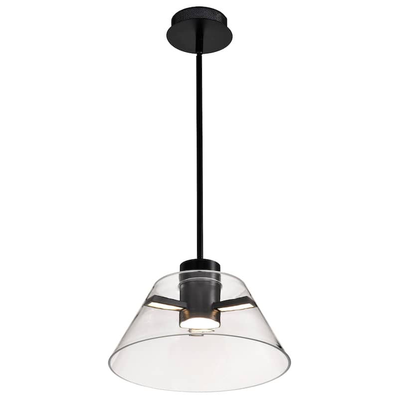Edmond 14 Inch LED Pendant Matte Black with Clear Glass - Matte Black