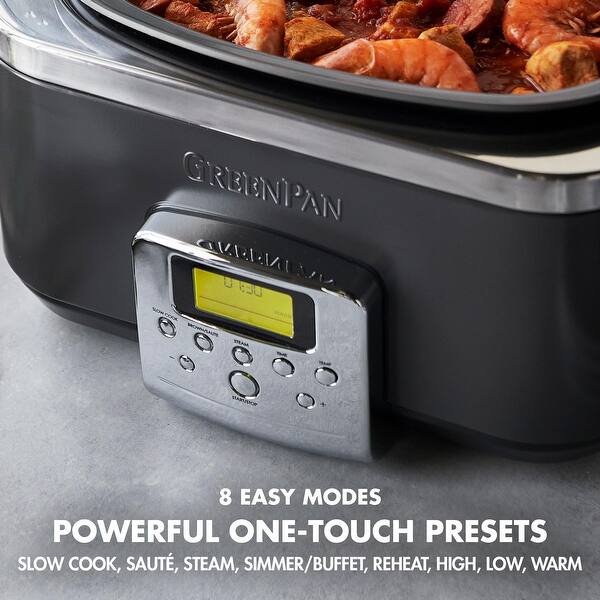 8in1 Programmable 6QT Electric Slow Cooker, Dishwasher Lid Removable