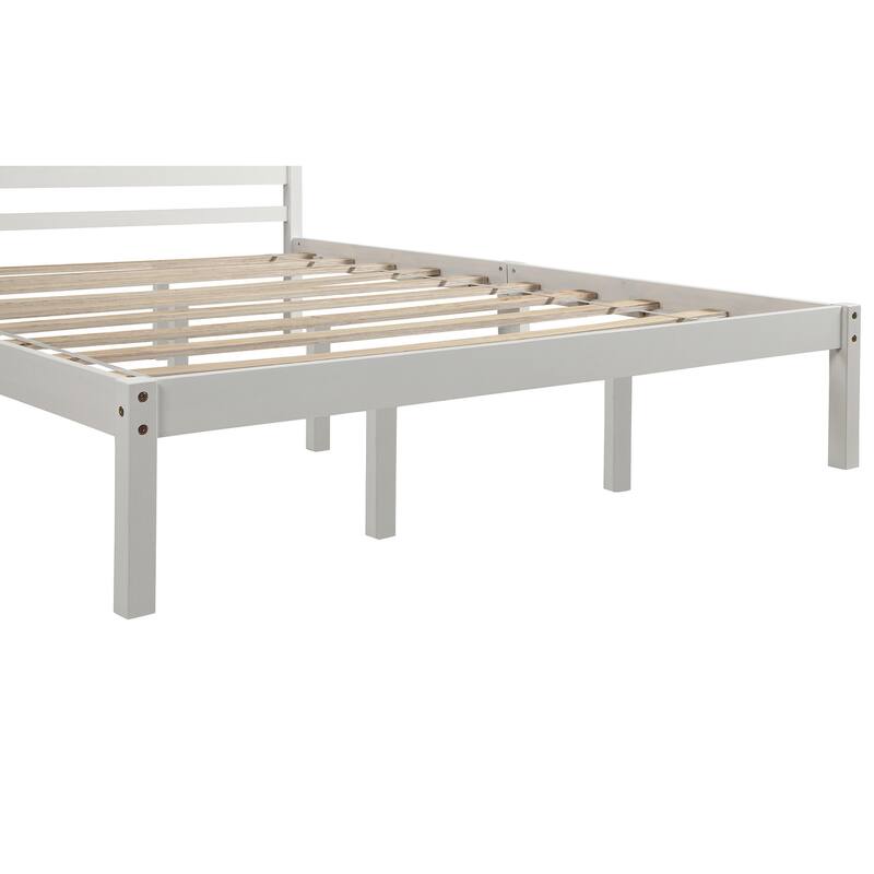 Simple Wood Platform Bed Frame Wood Slat Support Bed Frame with Headboard, Clean Lines Suit for Minimalist Bedroom Apartment